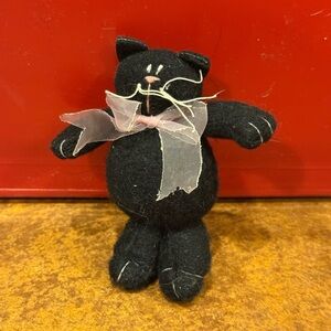 Plush Black Cat Toy with Pink Bow - Pets Cat